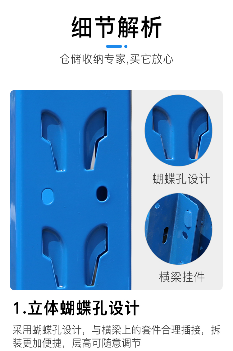 蝴蝶孔中型层板货架 仓储货架设备-第5张 第5张